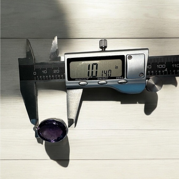 Large Oval Amethyst Sterling Silver Necklace - Picture 7 of 11